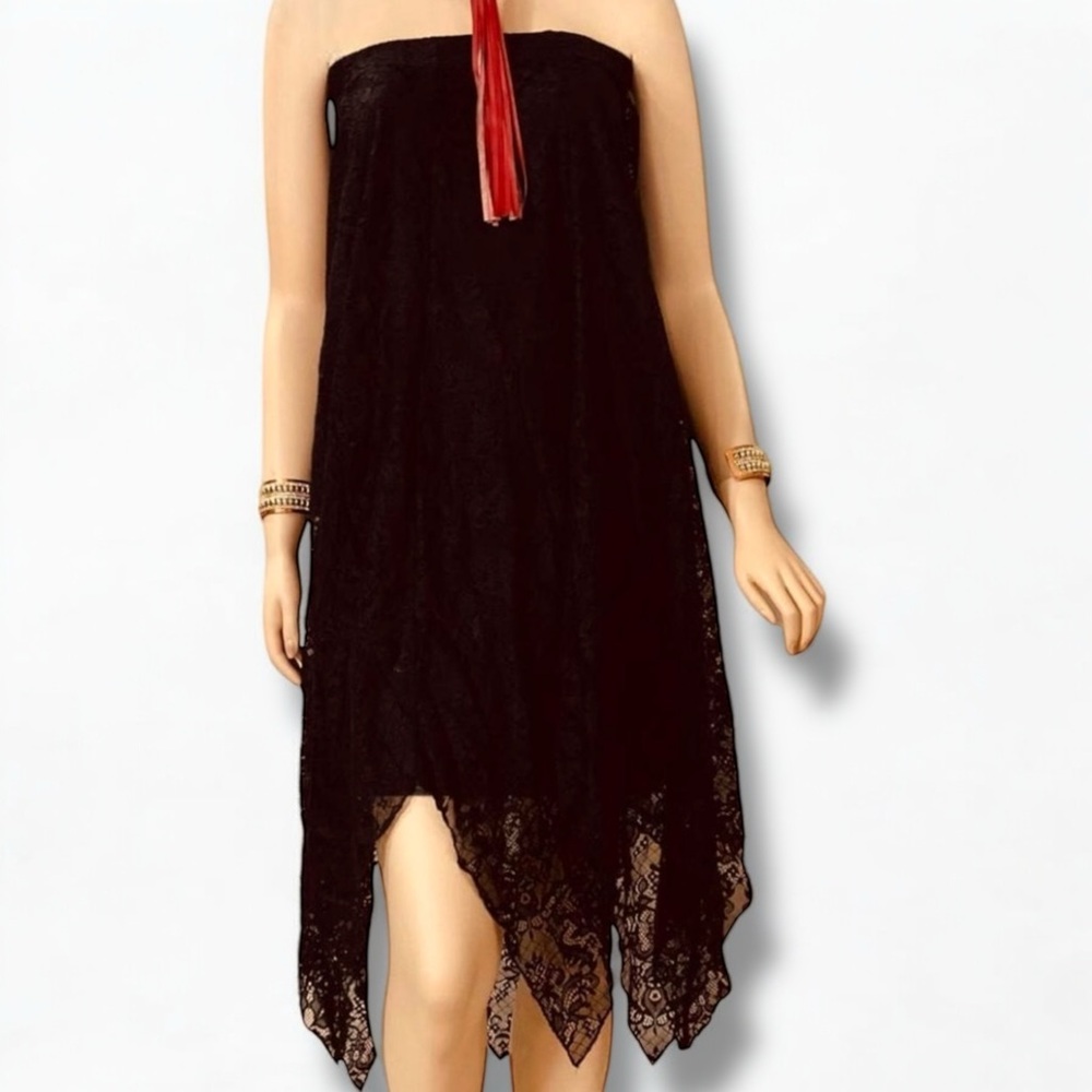 Black Lace Long Asymmetric Maxi Skirt by Killstar - Picture 3 of 3